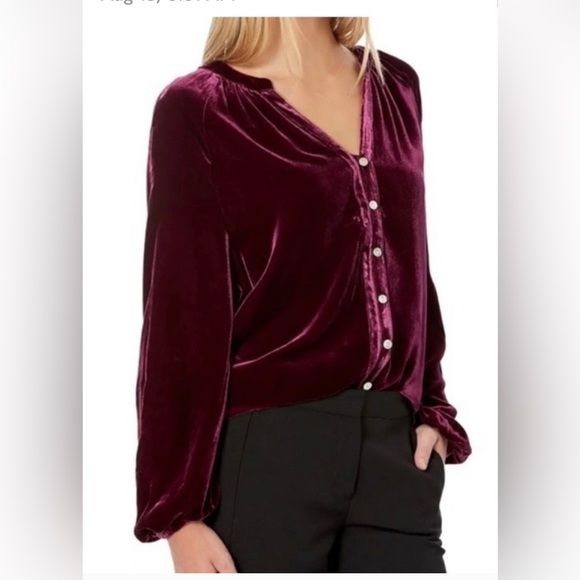 Faherty Women’s Naomi Velvet Split V-neck Button Down Shirt Size XS - Picture 1 of 7